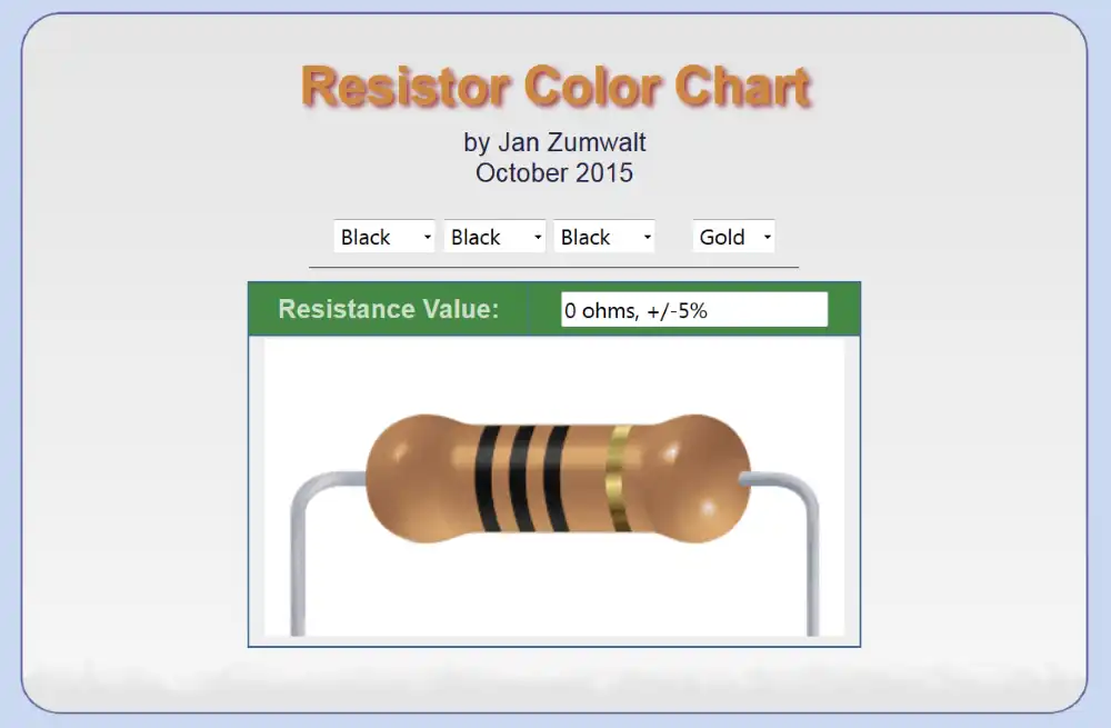 Faça o download da ferramenta da web ou do aplicativo da web Resistor Value Identifier