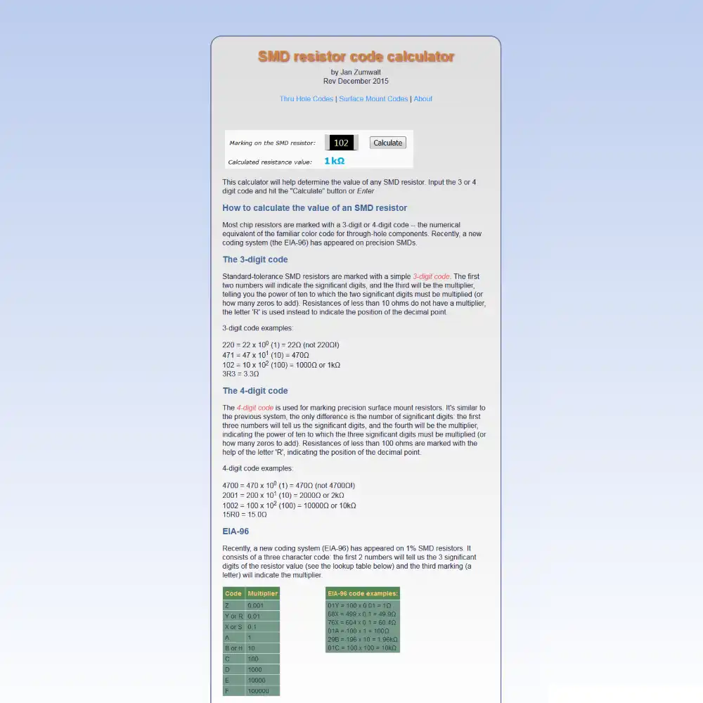 Laden Sie das Webtool oder die Web-App Resistor Value Identifier herunter