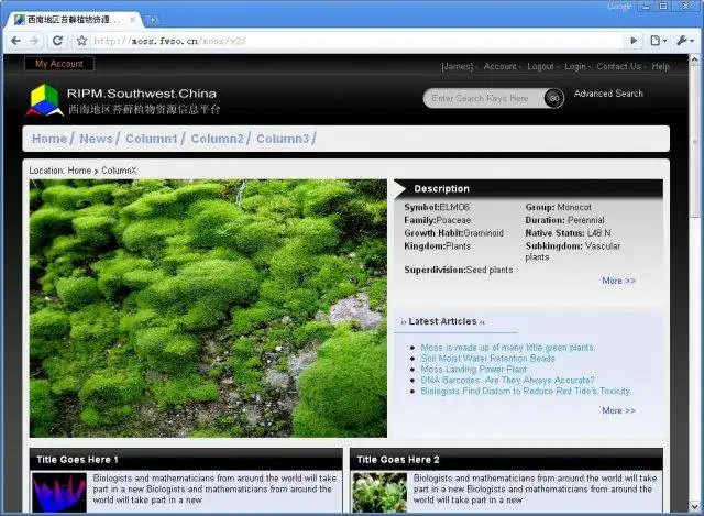 Scarica lo strumento Web o l'app Web ResourceInfo Platform of Moss Plant per l'esecuzione in Linux online