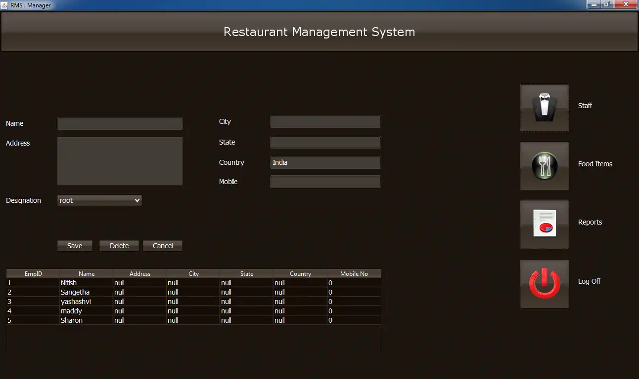 下载网络工具或网络应用程序餐厅管理系统 (RMS)