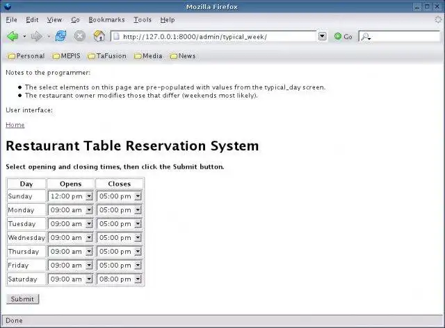 Download web tool or web app Restaurant Table Reservation System