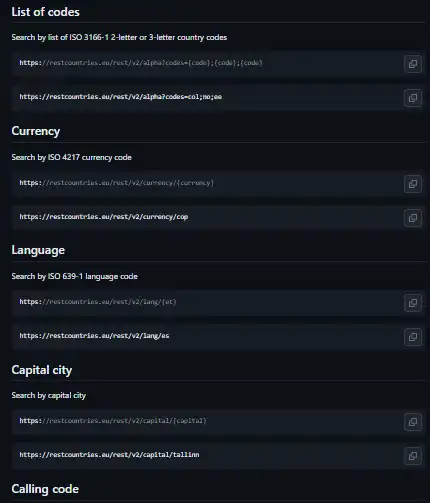 Download web tool or web app REST Countries