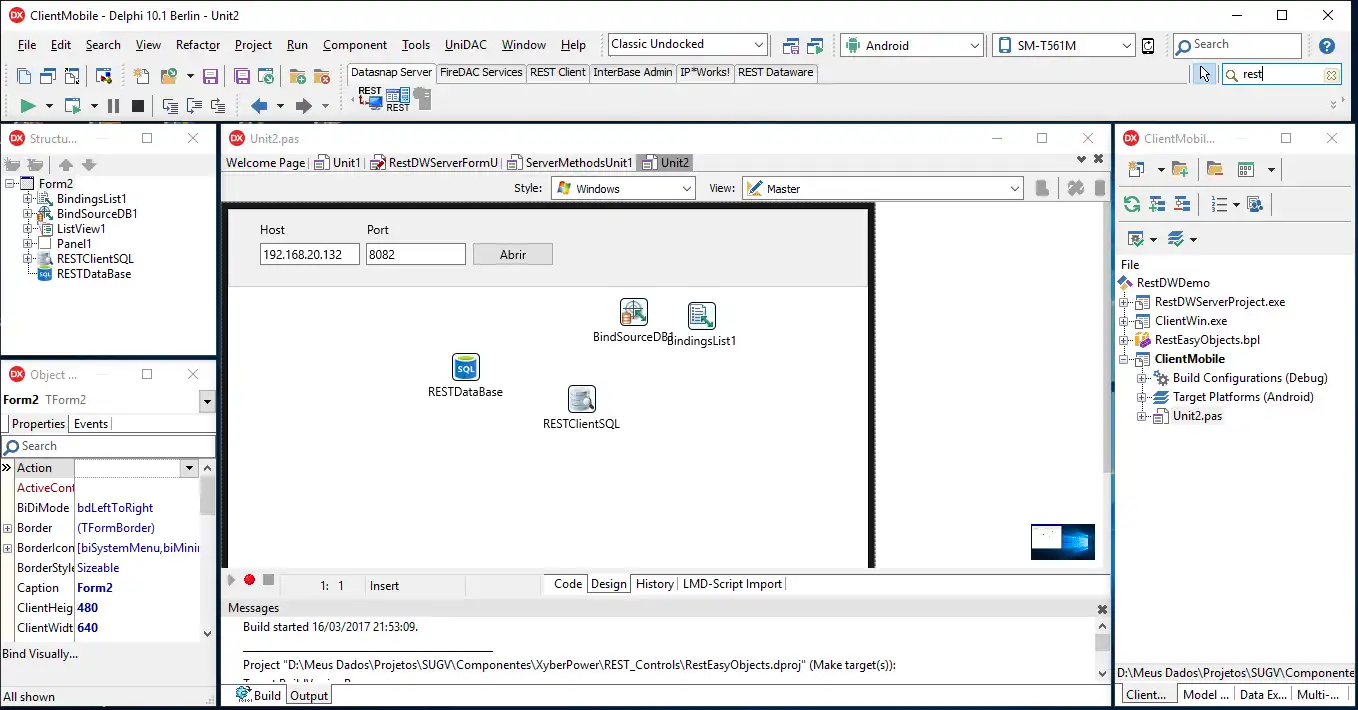 Télécharger l'outil Web ou l'application Web REST Dataware Componentes