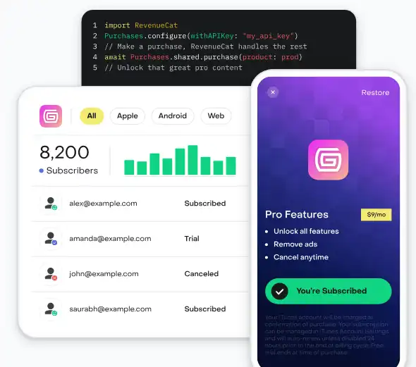 Muat turun alat web atau apl web RevenueCat