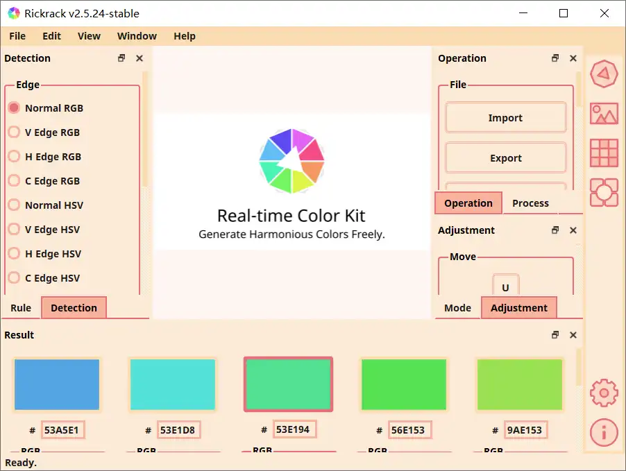 Descargue la herramienta web o la aplicación web Rickrack (Generador de paleta de colores)