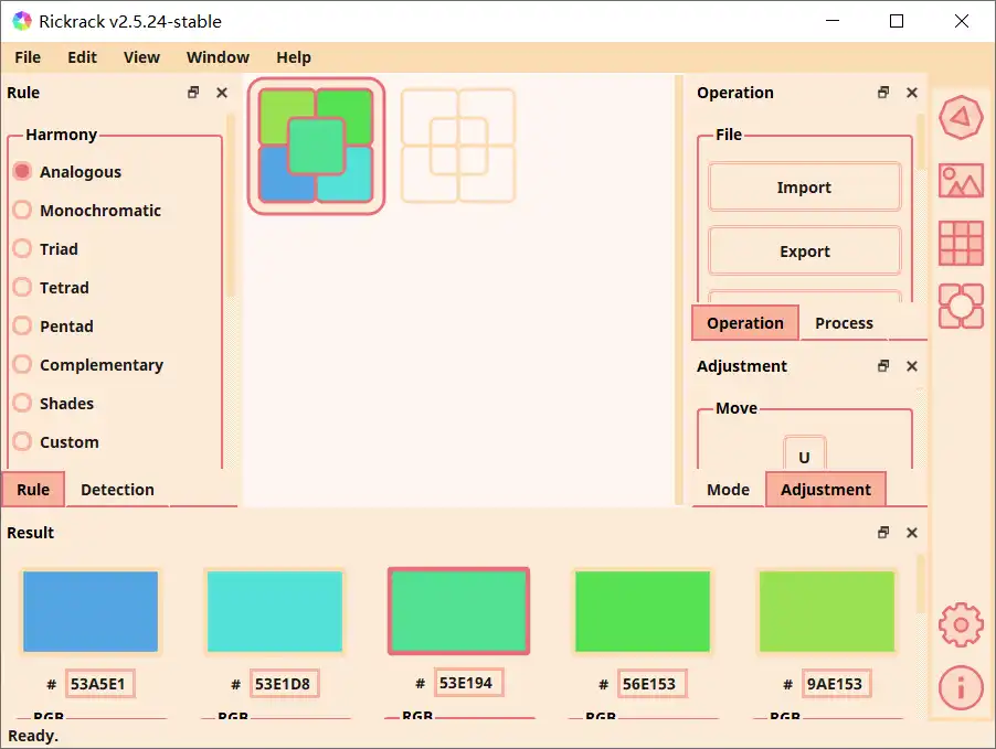 Descargue la herramienta web o la aplicación web Rickrack (Generador de paleta de colores)