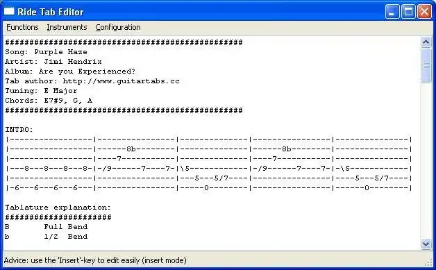 Baixe a ferramenta ou aplicativo da web Ride Guitar Tab Editor