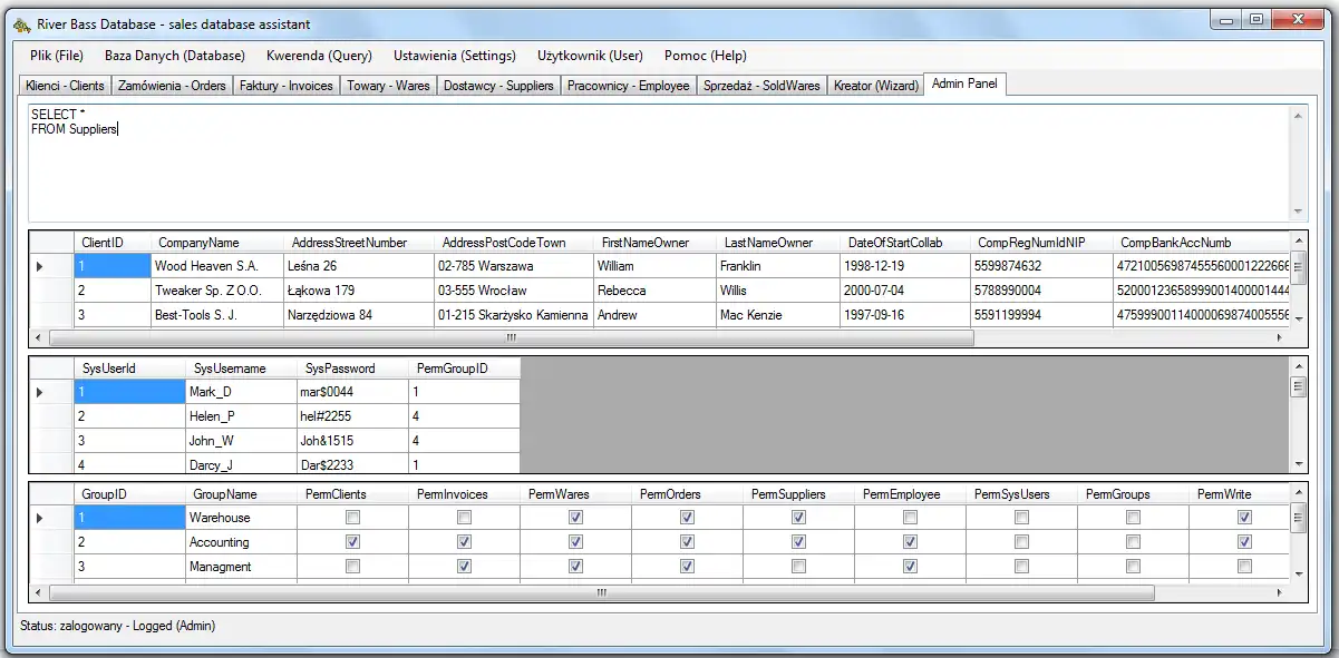 Baixe a ferramenta web ou aplicativo web River Bass Database