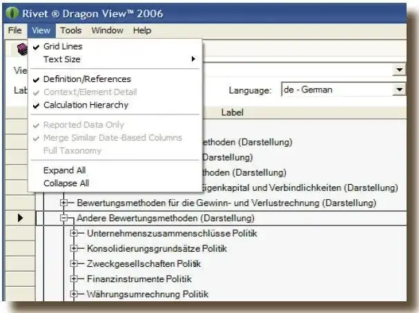 Download web tool or web app Rivet Software Dragon View XBRL Viewer