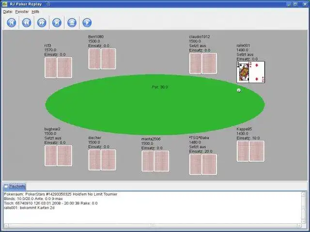 Download de webtool of webapp RJ Poker Replay om online in Windows online via Linux online te draaien