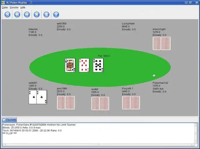 Download de webtool of webapp RJ Poker Replay om online in Windows online via Linux online te draaien