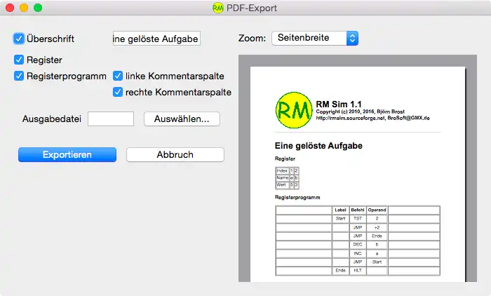 Laden Sie das Web-Tool oder die Web-App RM Sim herunter