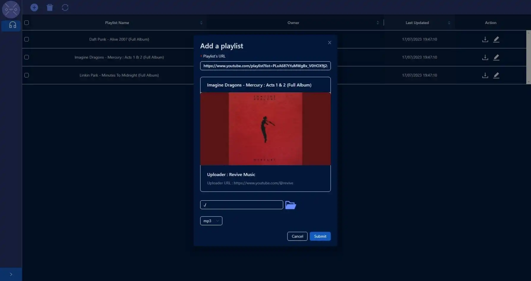 Unduh alat web atau aplikasi web RMusicDL