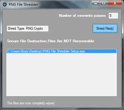 Download web tool or web app RNG File Shredder