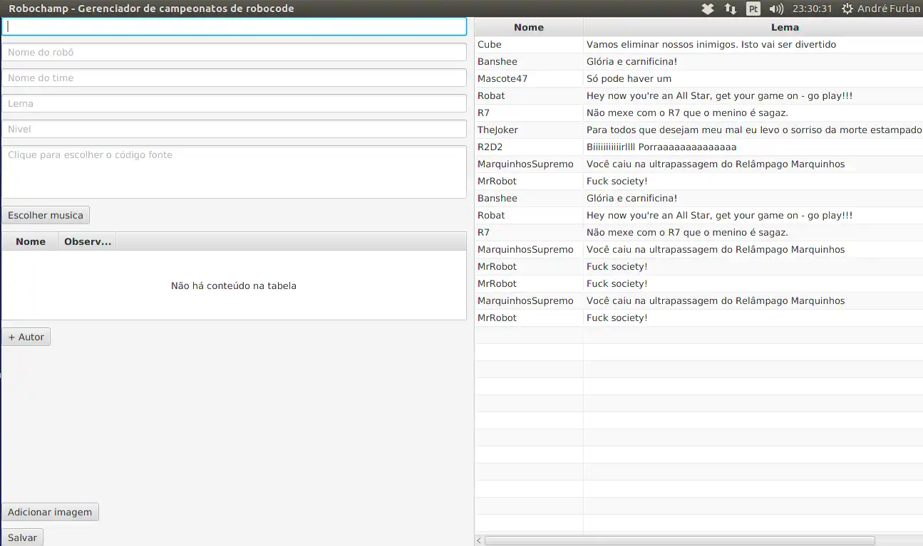 Descargue la herramienta web o la aplicación web Robocode championship manager