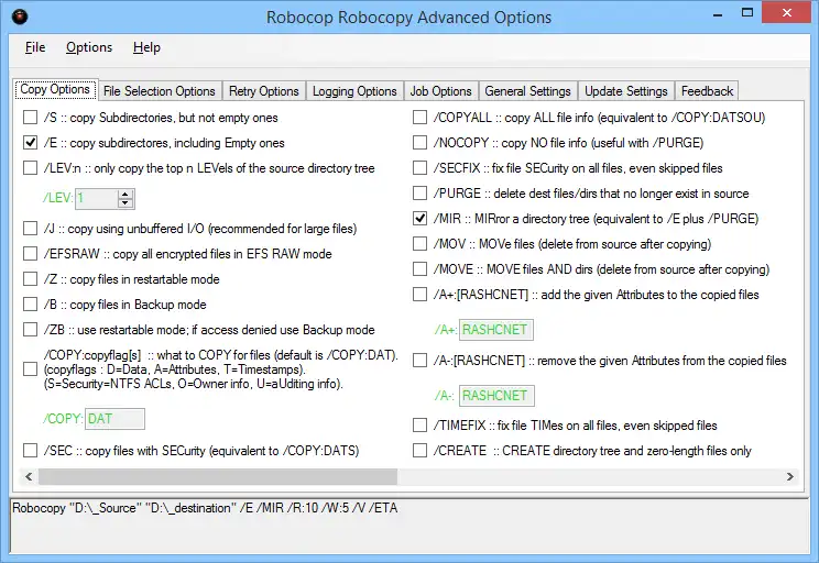 Download web tool or web app RoboCop RoboCopy