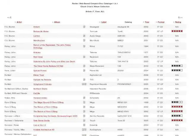 Download web tool or web app Rooter: Web-Based Compact Disc Cataloger