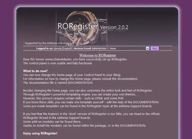 Download web tool or web app RORegister - eAthena-based CP