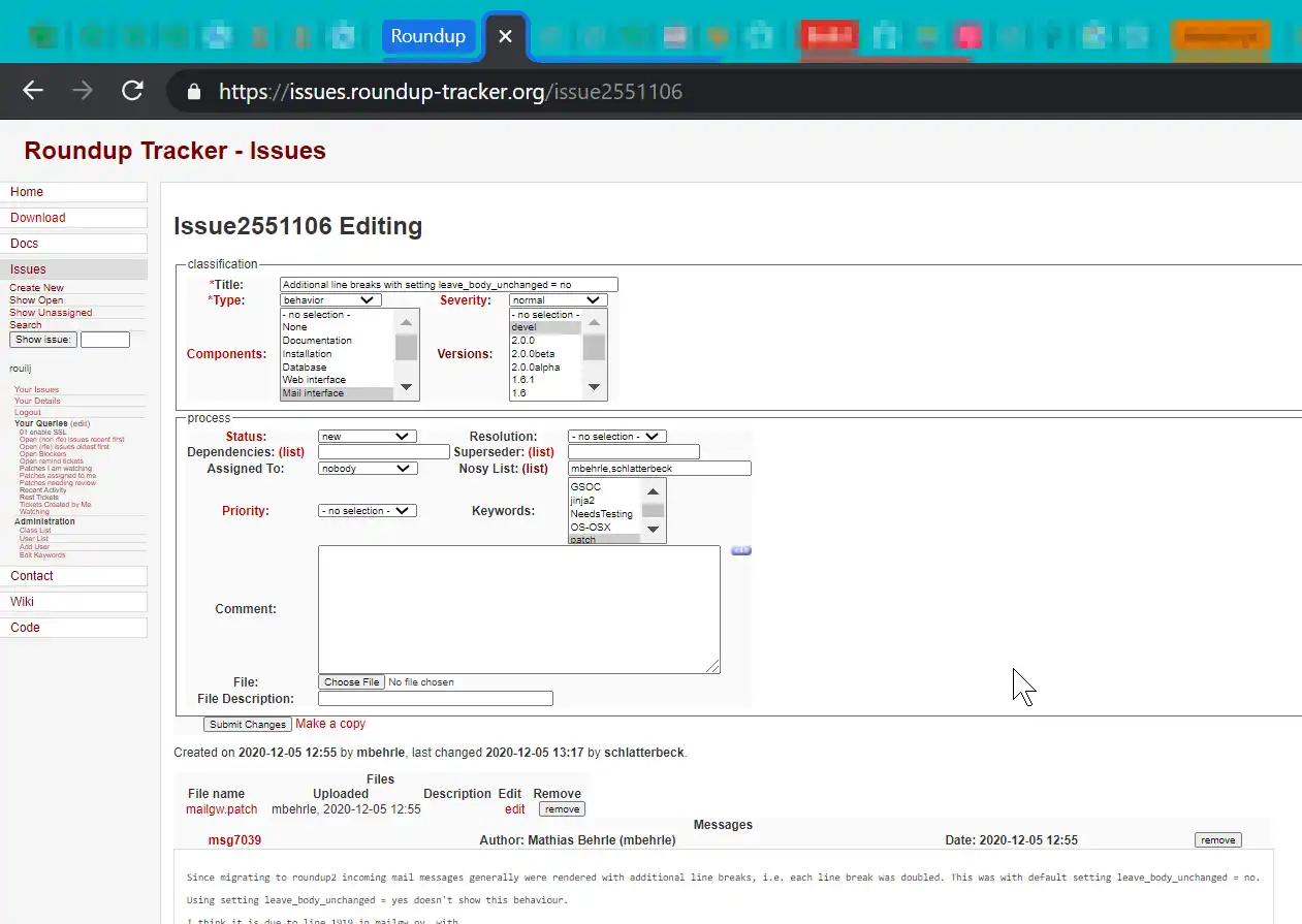 Download web tool or web app Roundup Issue Tracker