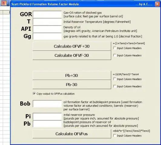 Download web tool or web app RPS Formation Volume Factor Module to run in Windows online over Linux online