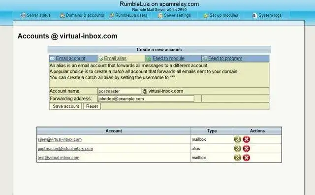 Download web tool or web app Rumble Mail Server