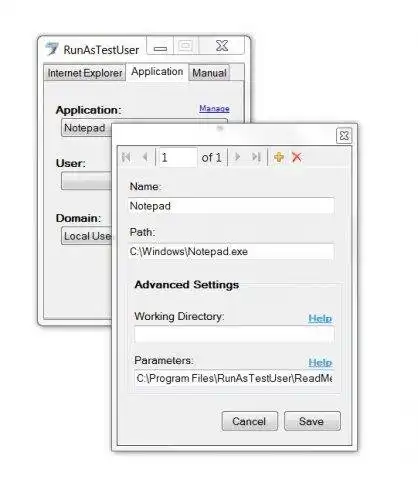 Download web tool or web app RunAsTestUser