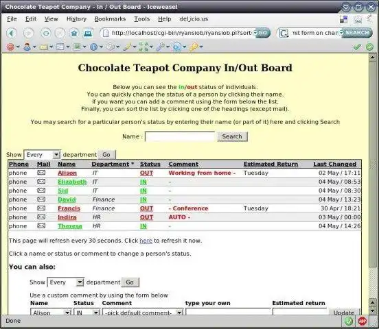 Download webtool of webapp Ryans In/Out Board