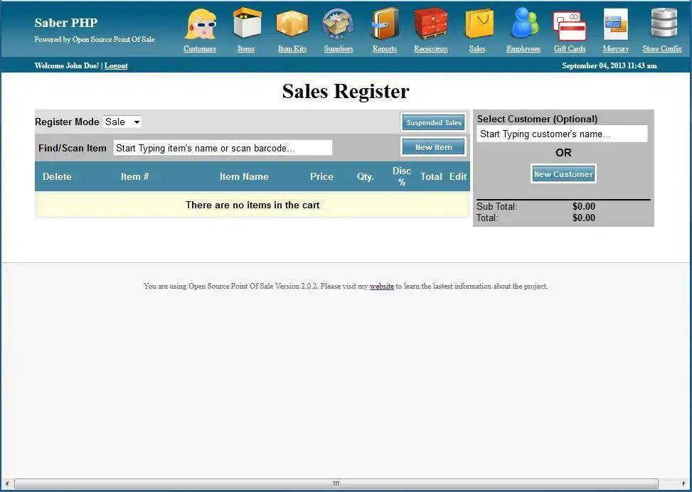 Download web tool or web app SaberPHP POS