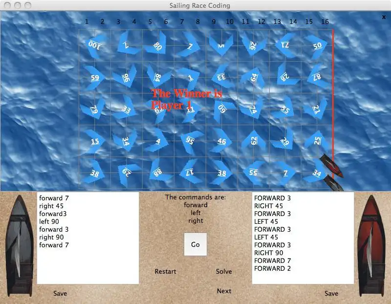 Scarica lo strumento web o l'app web Sailing Race Coding per eseguirlo online su Linux