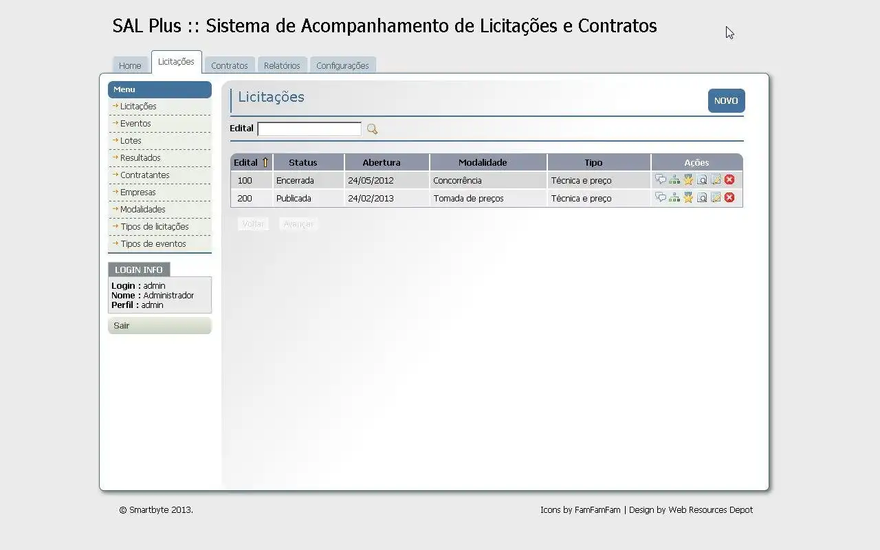 Download web tool or web app SAL - Sist. Acompanhamento Licitações