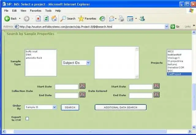 Mag-download ng web tool o web app Sample Inventory Program (SIP)