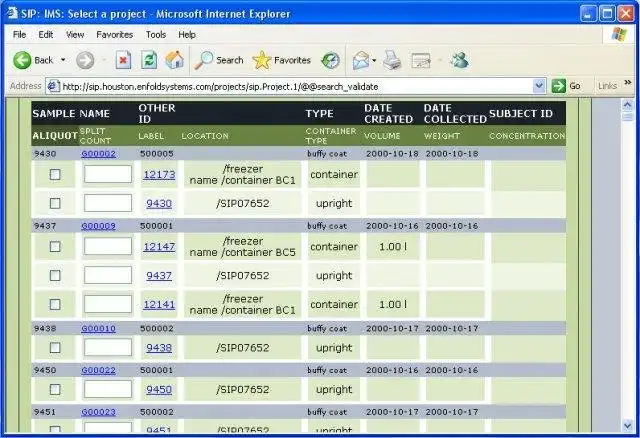 Descărcați instrumentul web sau aplicația web Sample Inventory Program (SIP)