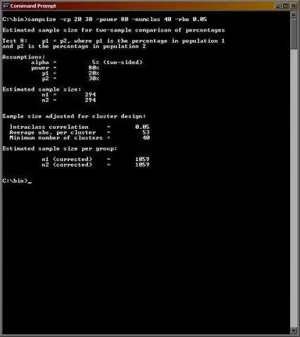 Download web tool or web app sampsize - sample size and power