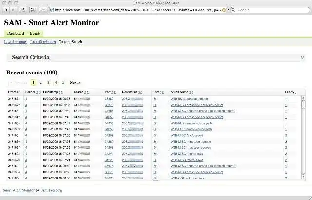 Web aracını veya web uygulamasını indirin SAM - Snort Alert Monitor