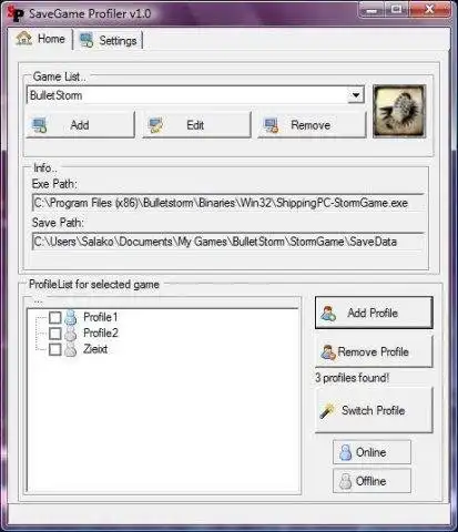 Unduh alat web atau aplikasi web SaveGame Profiler