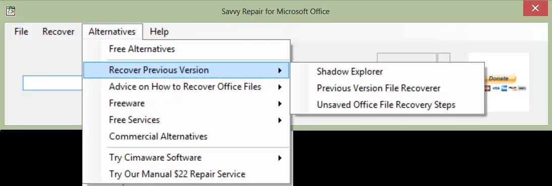 Загрузите веб-инструмент или веб-приложение Savvy Repair для Microsoft Office