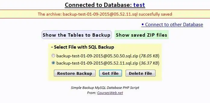 Download web tool or web app SBMD - Backup MySQL Database