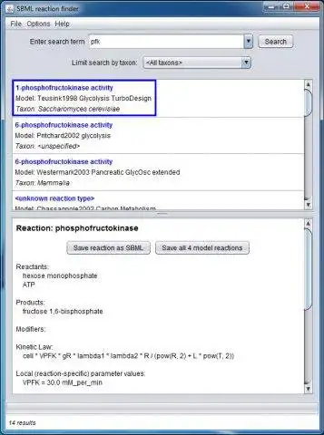 Download web tool or web app SBML Reaction Finder to run in Windows online over Linux online
