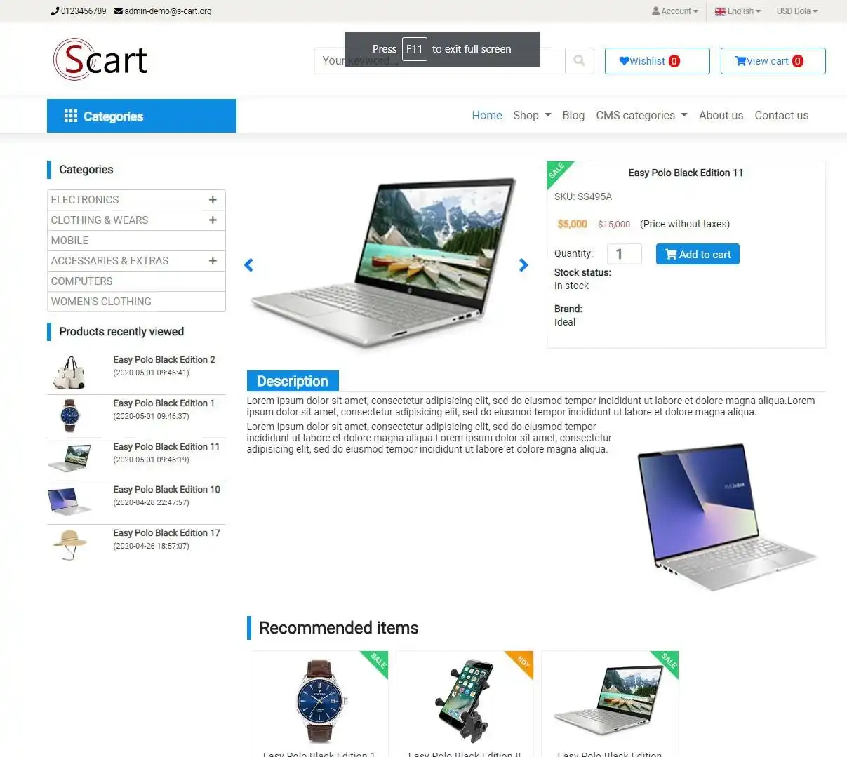 Download web tool or web app SCart - Free laravel website eCommerce