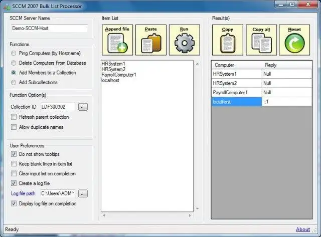 Download web tool or web app SCCM 2007 Bulk List Processor