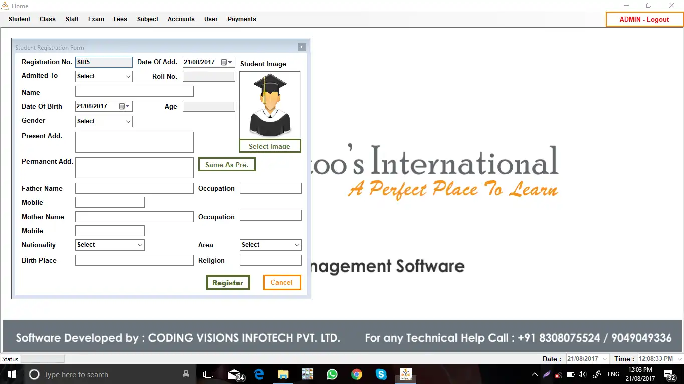 Download web tool or web app School Management System