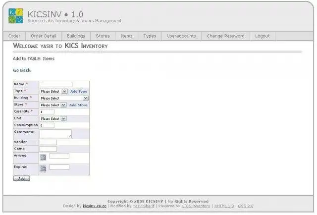 قم بتنزيل أداة الويب أو تطبيق الويب Science Lab Inventory Order Management