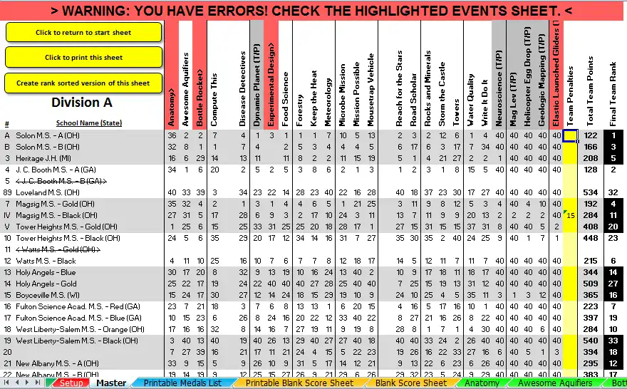 Scarica lo strumento web o l'app web Science Olympiad Scoring System