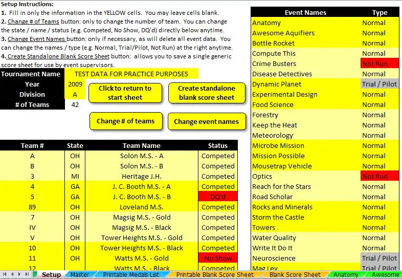 Scarica lo strumento web o l'app web Science Olympiad Scoring System