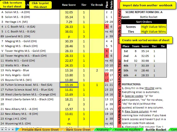 Scarica lo strumento web o l'app web Science Olympiad Scoring System