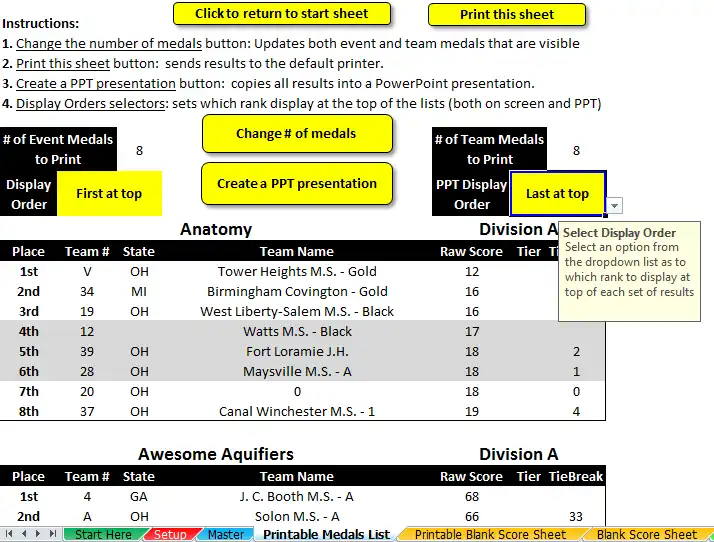 Download web tool or web app Science Olympiad Scoring System