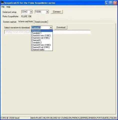 Download web tool or web app ScopeGrab32 for ScopeMeter oscilloscopes