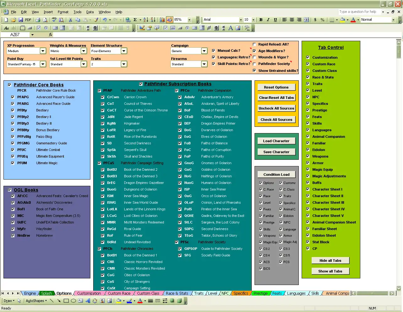 Download web tool or web app sCoreForge Pathfinder Character Creator