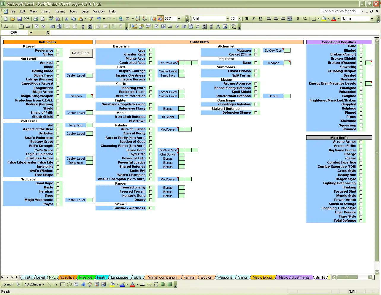 Download web tool or web app sCoreForge Pathfinder Character Creator