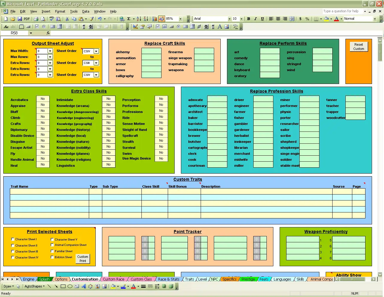 Download web tool or web app sCoreForge Pathfinder Character Creator to run in Windows online over Linux online